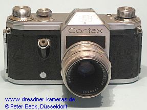 Contax S model D #1892 with Tessar 1:2.8/50 lens; with blanking plate in place of the lead-in mechanism.