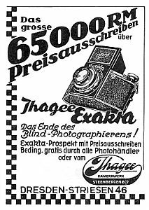 Exakta 35mm reflex camera 4x6.5 (advertisement in the magazine ?Photography for All?, 1935)