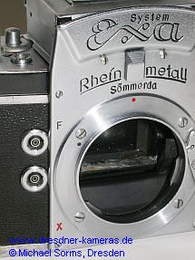 System-Exa #254861 ​​with Tessar 2.8/50 and chrome flash sockets with engraving F and X