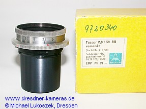 Special Tessar 2.8/50 lens with recessed mount