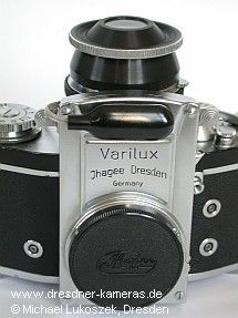 Exakta Varex IIa with lens magnifying insert and Ihagee light metering device
