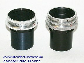 Comparison of Tessar (left) and Meritar (right) with recessed mount