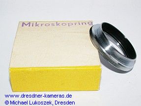 Ihagee microscope ring II with dovetail and thread for connecting an eyepiece holder of the L or N microscopes from Jena in conjunction with the Ihagee reproduction device