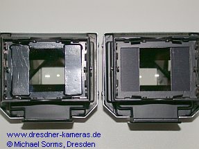 Differences in the masking of two prism inserts