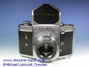 Exakta 6x6 (1939) #553702 with adapted Praktisix prism insert
