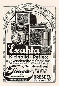 Exakta 35mm reflex camera 4 x 6.5 (advertisement, 1934)