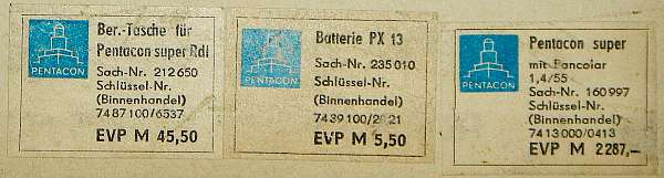 Price tags on the Pentacon Super box