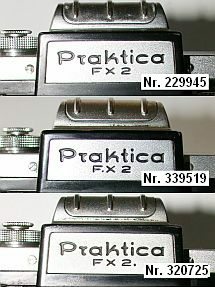 Different engravings of the model designation: FX 2, FX 2 and, less commonly, FX 2.
