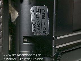 Praktica B 200 mit Beroflex-Garantiesiegel (hier: Verkaufsb�ro Bad Kissingen, Vertriebsjahr 1980)