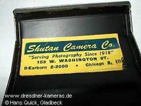 M-X (Praktica FX) mit Aufkleber der Shutan Camera Co. Chicago (US-Umr�ster der Kamera von Praktica FX auf M-X)