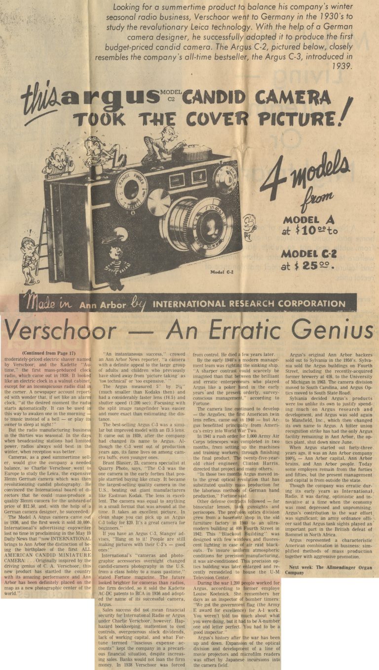 Argus C-Series Part I - History - mike eckman dot com
